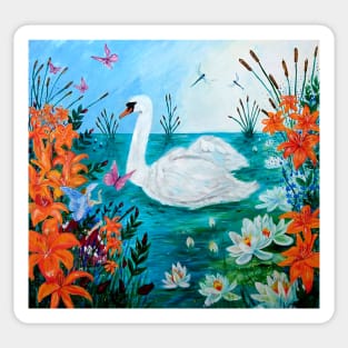 swan on the pond Sticker